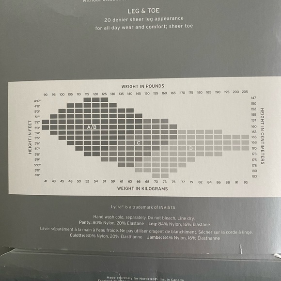Nordstrom Pantyhose Black Size C Style 8158B - Picture 4 of 4